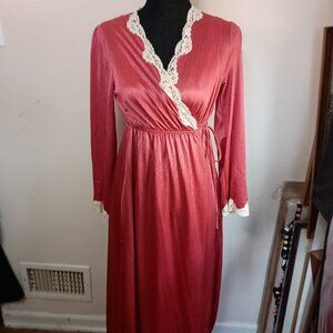 EUC Vintage JC Penney Long Nightgown & Robe Peignoir Dressing Gown Pink Size S